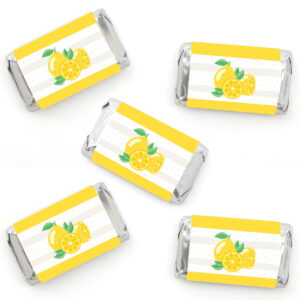 So Fresh - Lemon - Mini Candy Bar Wrapper Stickers - Citrus Lemonade Party Small Favors - 40 Count