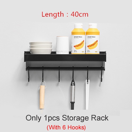 Kitchen Organizer Storage Wall-Mount Spice Racks Aluminum Shelves Utensil Spoon Hanger Hook Kitchen Gadgets Accessories Supplies