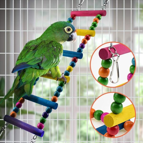 6 Pcs Bird Parrot Toys, Bird Swing Toy Colorful Chewing Hanging Hammock Swing Bell Pet Climbing Ladders Toys Bird Toys For Par (wood)