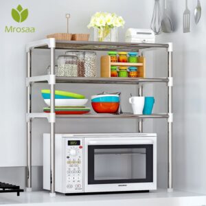 2-Tier/3-Tier Microwave Shelf Rack Kitchen Shelf Spice Organizer Kitchen Storage Rack Bathroom Organizer Shelf Book Shoes Shelve