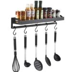 Kitchen Organizer Storage Wall-Mount Spice Racks Aluminum Shelves Utensil Spoon Hanger Hook Kitchen Gadgets Accessories Supplies