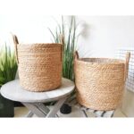 Nordic Handmade Straw Storage Basket Rattan Floor Indoor Flower Pot Planter Crafts Decoration Home Living Room Flower Basket