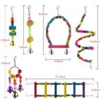 6 Pcs Bird Parrot Toys, Bird Swing Toy Colorful Chewing Hanging Hammock Swing Bell Pet Climbing Ladders Toys Bird Toys For Par (wood)