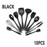 Silicone Cooking Utensils Set Non-Stick Spatula Shovel Wooden Handle Cooking Tools Set With Storage Box Kitchen Tool Accessories