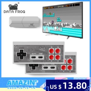 DATA FROG Wireless Handheld Game Player Build In 620 Classic 8 Bit Games Support TV OutPut Game Console With Dual Gamepad