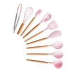 Silicone Cooking Utensils Set Non-Stick Spatula Shovel Wooden Handle Cooking Tools Set With Storage Box Kitchen Tool Accessories