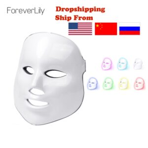 Foreverlily Beauty Photon LED Facial Mask Therapy 7 Colors Light Skin Care Rejuvenation Wrinkle Acne Removal Spa Instrument