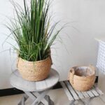 Nordic Handmade Straw Storage Basket Rattan Floor Indoor Flower Pot Planter Crafts Decoration Home Living Room Flower Basket