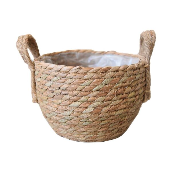 Nordic Handmade Straw Storage Basket Rattan Floor Indoor Flower Pot Planter Crafts Decoration Home Living Room Flower Basket