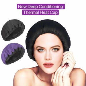 Thermal Heated Cap Hair Care Treatment Deep Conditioning Thermo-Cap Microwavable Steaming Microfiber Cotton Reversible Flaxseed