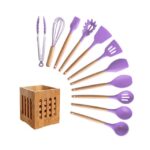 Silicone Cooking Utensils Set Non-Stick Spatula Shovel Wooden Handle Cooking Tools Set With Storage Box Kitchen Tool Accessories