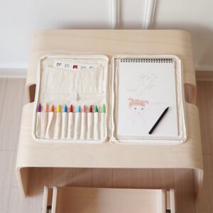 Canvas Home Office Organizer Kids Stationery Crayon Storage Bag Children Desk Table Organization Pencil Coloring Books Holder (Organizer 6-10 Cells)