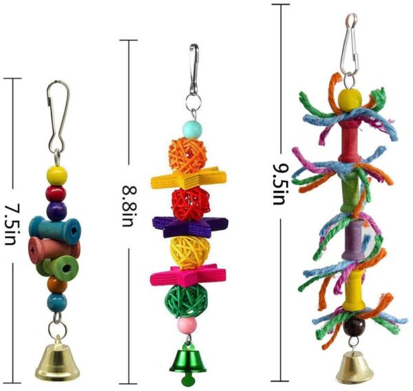 10 Packs Bird Swing Chewing Toys Parrot Hammock Bell Toys Parrot Cage Toy Bird Perch with Wood Beads Hanging for Small Parakeets