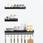 Kitchen Organizer Storage Wall-Mount Spice Racks Aluminum Shelves Utensil Spoon Hanger Hook Kitchen Gadgets Accessories Supplies