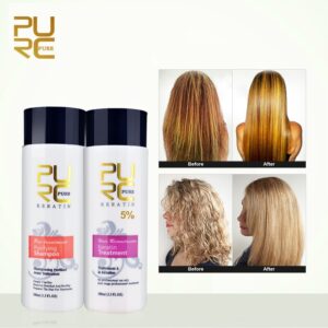 Purc Straightening Hair Repair And Straighten Damage Hair Products Brazilian Keratin Treatment + Purifying Shampoo Hair Care Set