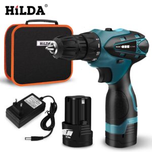 HILDA Electric Drill Cordless Screwdriver Lithium Battery  Mini Drill Cordless Screwdriver Power Tools Cordless Drill