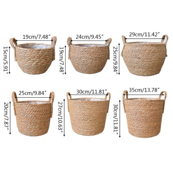 Nordic Handmade Straw Storage Basket Rattan Floor Indoor Flower Pot Planter Crafts Decoration Home Living Room Flower Basket