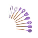 Silicone Cooking Utensils Set Non-Stick Spatula Shovel Wooden Handle Cooking Tools Set With Storage Box Kitchen Tool Accessories