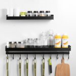 Kitchen Organizer Storage Wall-Mount Spice Racks Aluminum Shelves Utensil Spoon Hanger Hook Kitchen Gadgets Accessories Supplies