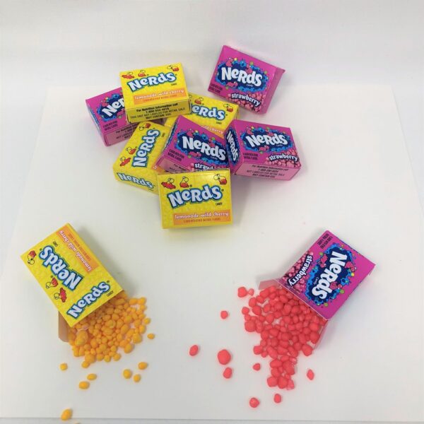 Wonka Nerds mini boxes 1 pound lemonade wild cherry and strawberry flavors